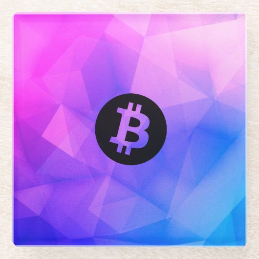 Bitcoin Kristall Glasuntersetzer (Vorderseite)