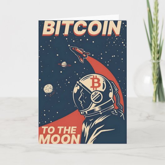 BITCOIN-Krypto-Astronaut zum Mond Dankeskarte (Vorderseite)