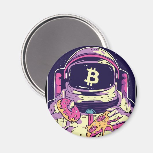 BITCOIN-Krypto-Astronautin Magnet (Vorderseite/Rückseite)