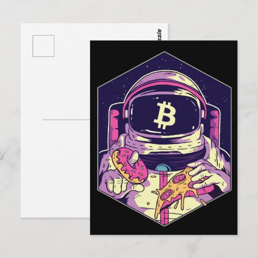 BITCOIN-Krypto-Astronautin Postkarte (Vorne/Hinten)