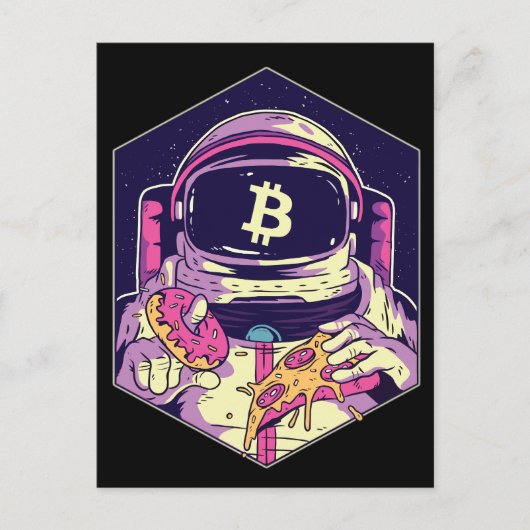 BITCOIN-Krypto-Astronautin Postkarte (Vorderseite)