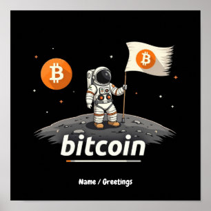 Bitcoin Krypto Mond Astronaut Design BTC Poster
