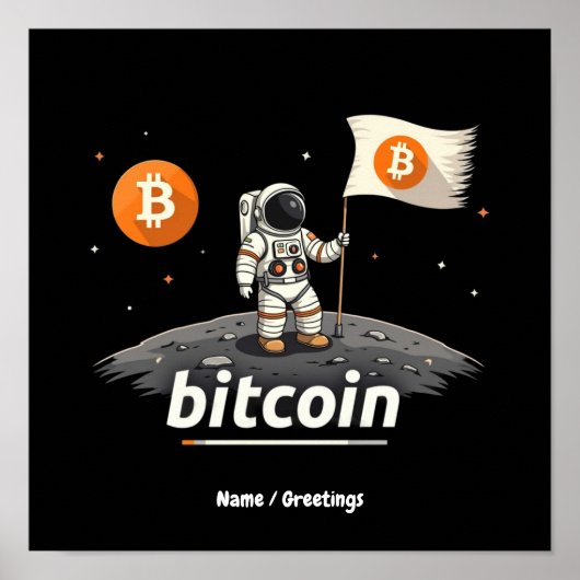 Bitcoin Krypto Mond Astronaut Design BTC Poster (Vorne)