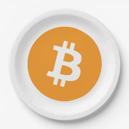 Bitcoin-Kryptowährung-Logo Pappteller