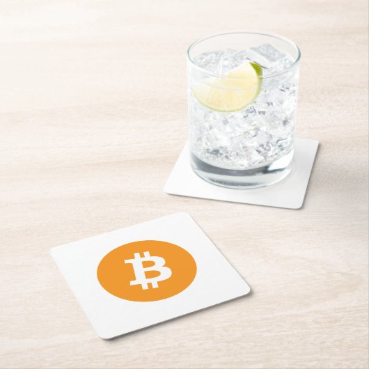 Bitcoin-Kryptowährung-Logo Rechteckiger Pappuntersetzer (Vor Ort)