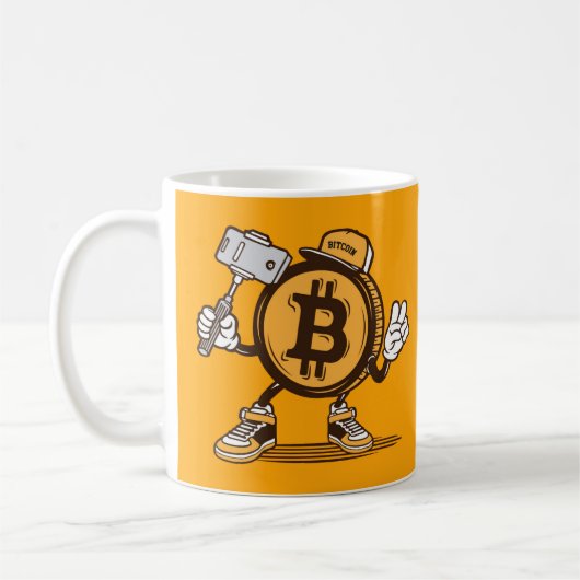 Bitcoin Kryptowährung Witziger Cartoon Personalisi Kaffeetasse (Links)