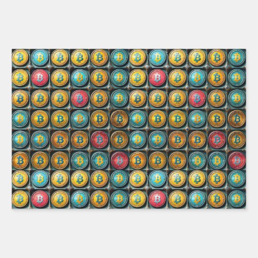 Bitcoin Kryptowährungs-Geschenkartikel Geschenkpapier Set (Vorderseite)