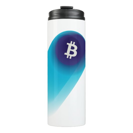 Bitcoin-Kunst (Komet - Stil 1, Weiß) Thermosbecher (Vorderseite)