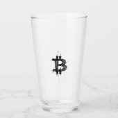 Bitcoin Line Art Logo (Schwarz ₿) Glas (Rückseite)