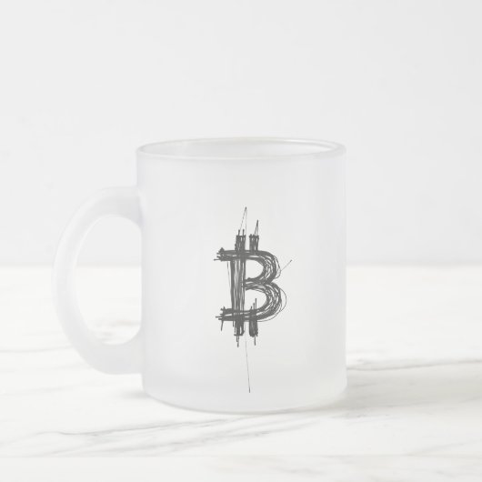 Bitcoin Line Art Logo (Schwarz ₿) Mattglastasse (Links)