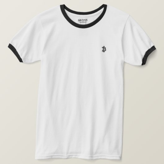 Bitcoin Line Art Logo (Schwarzes ₿) T-Shirt (Design vorne)