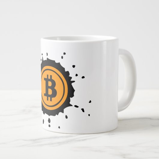 Bitcoin-Logo Kryptowährung Jumbo-Tasse (Vorderseite Rechts)