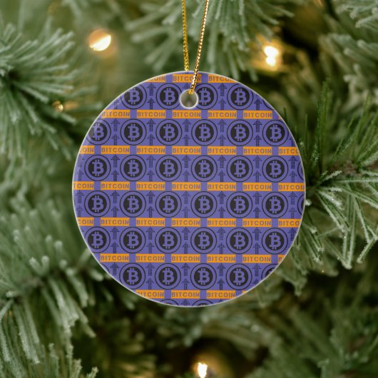 Bitcoin Logo-Muster Keramik Ornament (Baum)
