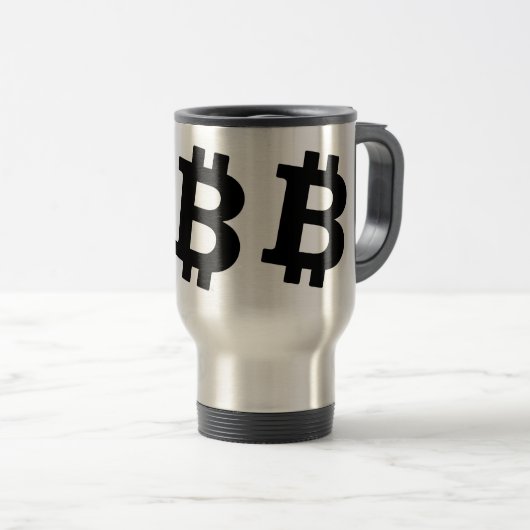 Bitcoin-Logo Reisebecher (VorderseiteRechts)