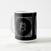 Bitcoin Logo Wortgrafik Kaffeetasse (Vorderseite Links)