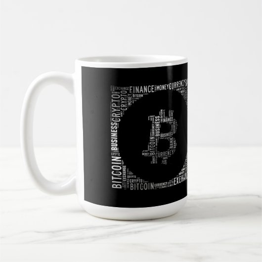 Bitcoin Logo Wortgrafik Kaffeetasse (Links)