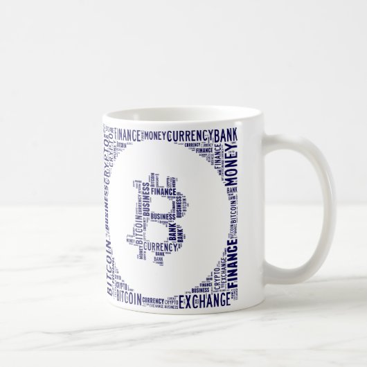 Bitcoin Logo Wortgrafik Kaffeetasse (Rechts)