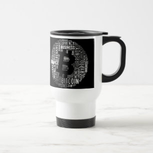 Bitcoin Logo Wortgrafik Reisebecher