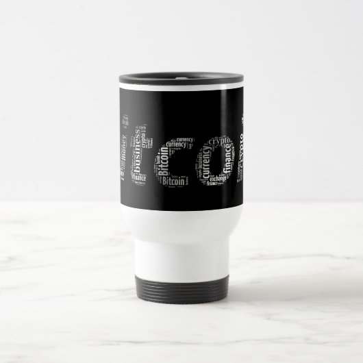 Bitcoin Logo Wortgrafik Reisebecher (Mittel)