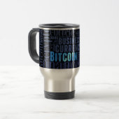 Bitcoin Logo Wortgrafik Reisebecher (Vorderseite Links)