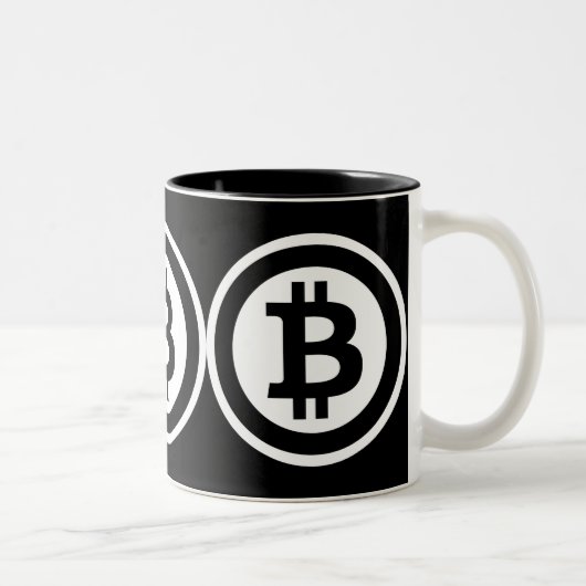 Bitcoin-Logo Zweifarbige Tasse (Rechts)