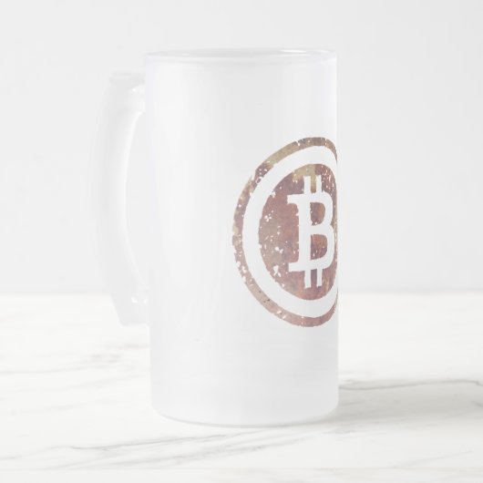 Bitcoin Mattglas Bierglas (Vorderseite Links)