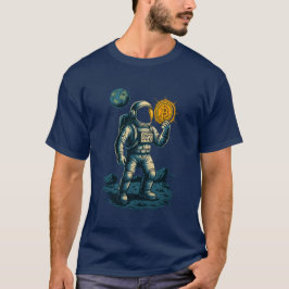 Bitcoin Mining im Weltraum - glühendes Astronauten T-Shirt