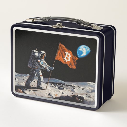 "Bitcoin Mond" Ölgemälde #1 Metall Brotdose (Vorderseite)