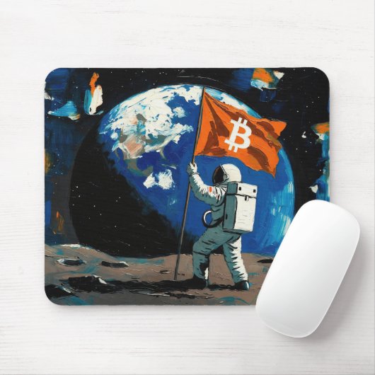 "Bitcoin Mond" Ölgemälde #4 Mousepad (Mit Mouse)
