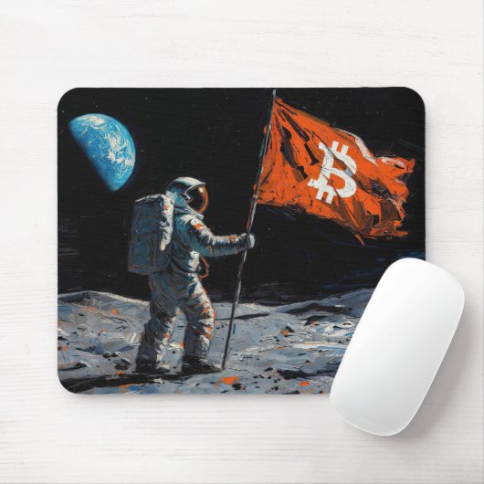"Bitcoin Mond" Ölgemälde #5 Mousepad (Mit Mouse)