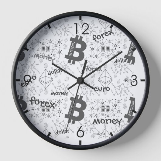 Bitcoin Money White Gray Intricated Design Uhr (Vorderseite)
