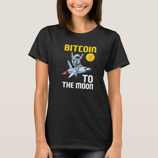 Bitcoin Moon Astronaut BTC Cyrpto Cryptocurrency T-Shirt (Vorderseite)