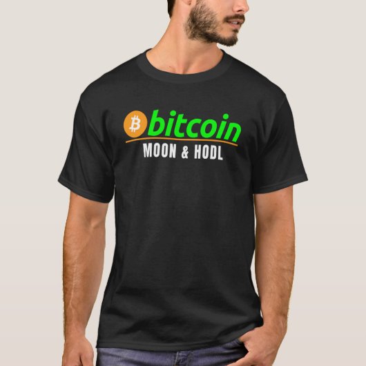 Bitcoin Moon & Hodl Fun Bitcoin Blockchain Crypto  T-Shirt (Vorderseite)