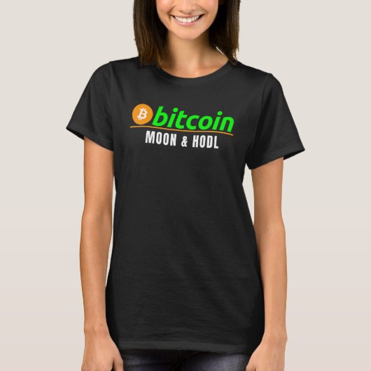 Bitcoin Moon & Hodl Fun Bitcoin Blockchain Krypto T-Shirt (Vorderseite)