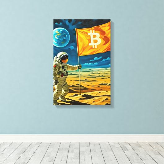 Bitcoin Moon Leinwanddruck (Insitu (Holzboden))