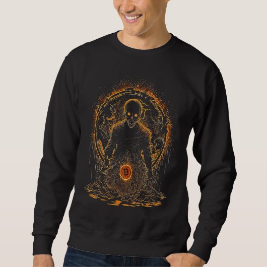 Bitcoin Münze Krypto Illustration Dunkel Schwarz Sweatshirt (Vorderseite)