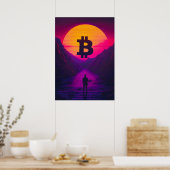 Bitcoin Neon Retro Sunset Poster (Küche)