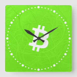 Bitcoin-Neuron Grün Quadratische Wanduhr