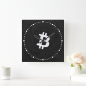 Bitcoin Neuron Schwarz Quadratische Wanduhr (Zuhause)