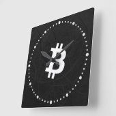 Bitcoin Neuron Schwarz Quadratische Wanduhr (Winkel)
