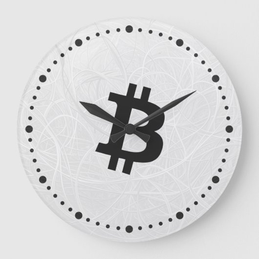 Bitcoin Neuron Weiß Große Wanduhr (Vorderseite)