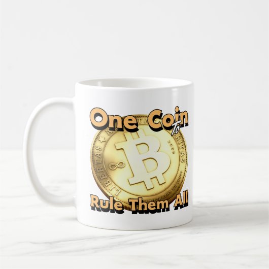 bitcoin One Coin to Rule Them All mug Kaffeetasse (Links)