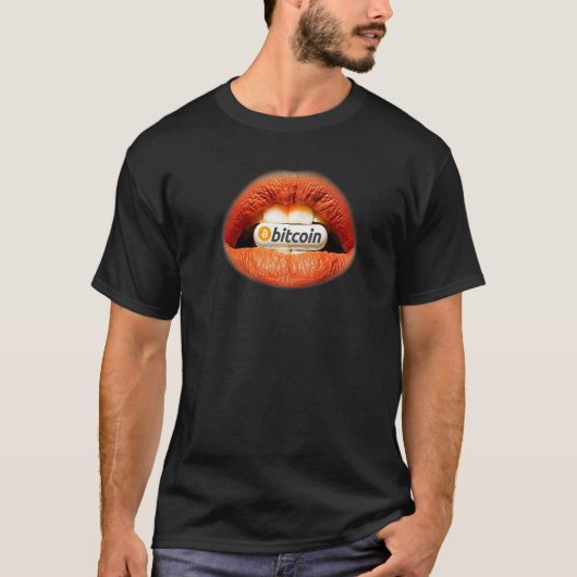 Bitcoin Orange Pill Lips Crypto Currency Investin T-Shirt (Vorderseite)