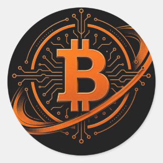 Bitcoin-Orbital-Schaltkreis-Siegel-Aufkleber Runder Aufkleber