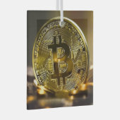 Bitcoin Ornament Aus Glas (Vorderseite Rechts)