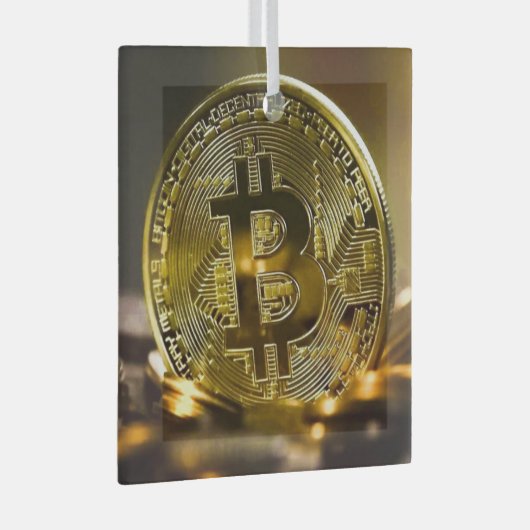Bitcoin Ornament Aus Glas (Vorderseite Rechts)