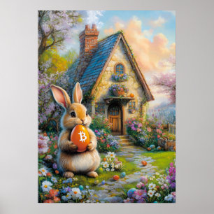 Bitcoin Oster Bunny Rabbit Hole Crypto BTC Poster
