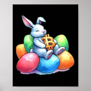 Bitcoin-Osterhase Kleine Subtile Eier Wenig Ruhe Poster