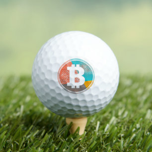 Bitcoin Pastel Pop Art Halbton-Logo Golfball