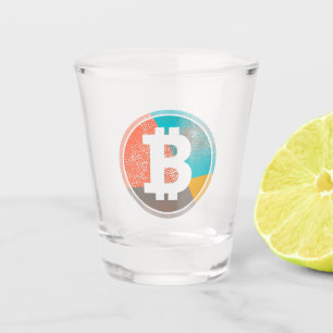 Bitcoin Pastel Pop Art Halftone Logo Schnapsglas
